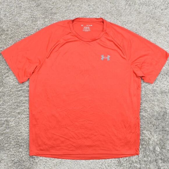 Under Armour Men's Adult Sz 2XL Tee Shirt T Red Tech Tee Gym Run Athletic Casual - Picture 8 of 8